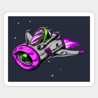 Space Ship Racer Illustration Lighter Sticker